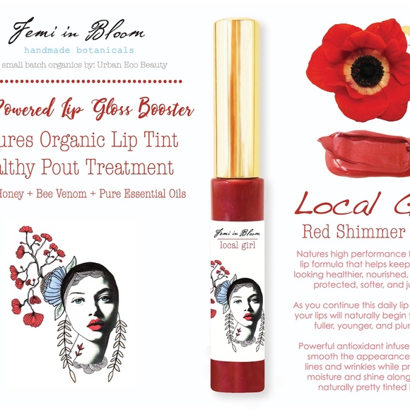 Red Sheer Shimmer Organic Lip Gloss Plumper Treatment - Picture 3 of 16